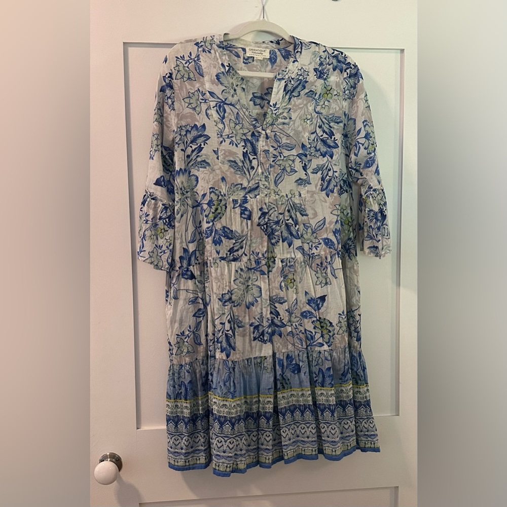 Floral Blue and White Dress